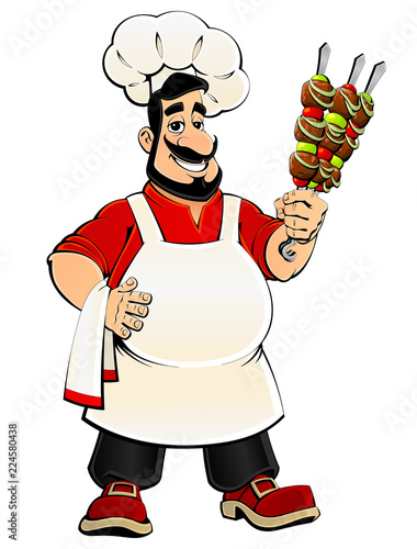 Arabiс chef with kebab in hands.