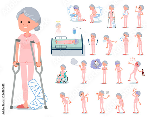 flat type patient senior woman_sickness