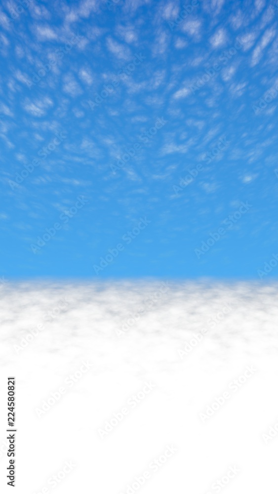 Obraz premium Blue sky background with white clouds. Cumulus white clouds in the clear blue sky in the morning. 3D illustration