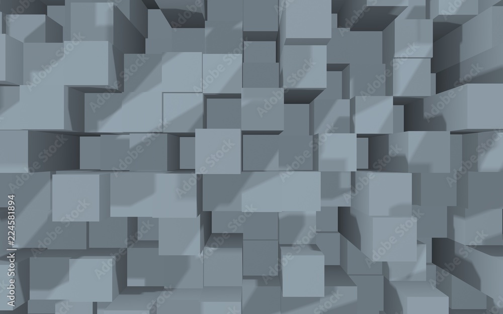 Abstract gray elegant cube geometric background. Chaotically advanced rectangular bars. 3D Rendering, 3D illustration Abstract gray elegant cube geometric background. Chaotically advanced rectangular bars. 3D Rendering, 3D illustration