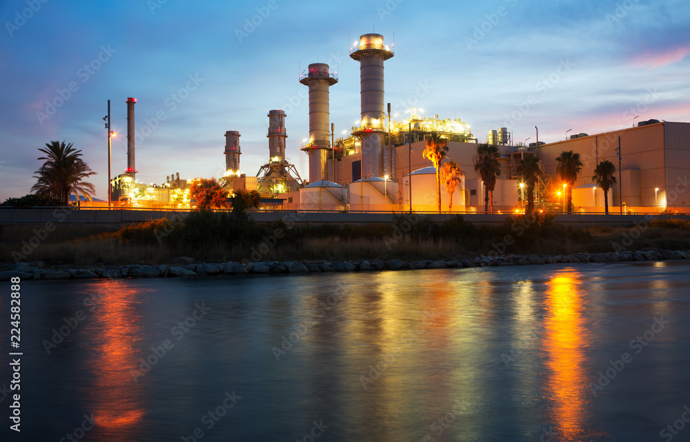  power plant and river in evening