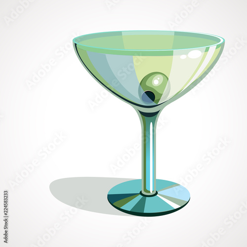 Vector illustration of martini glasses with olives