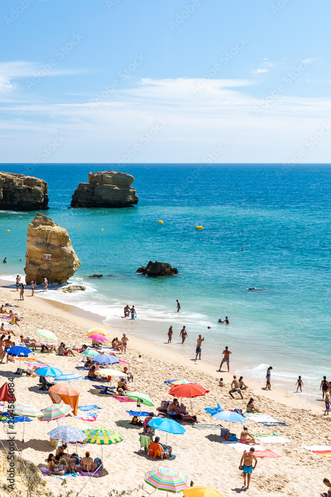 Scenic beach, at Algarve, Portugal with turquoise sea in background