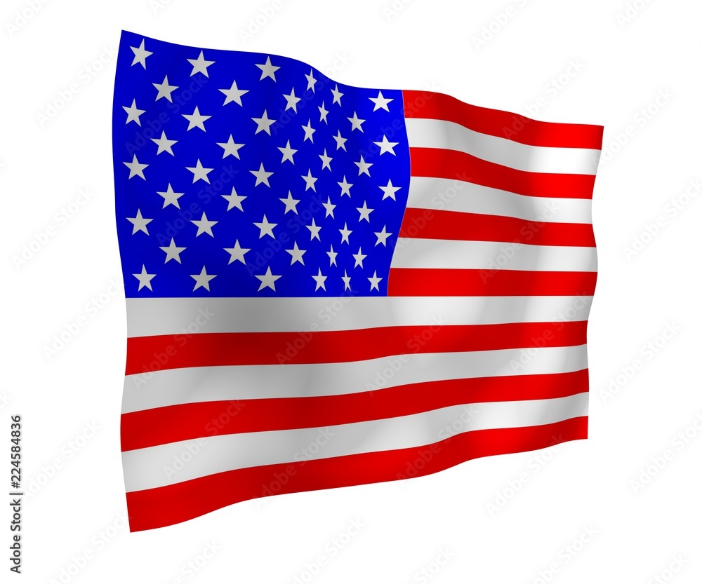 Obraz premium Waving flag of the United States of America. Stars and Stripes. State symbol of the USA. 3D illustration