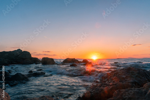 beautiful sunset on the boundless sea, Rocky