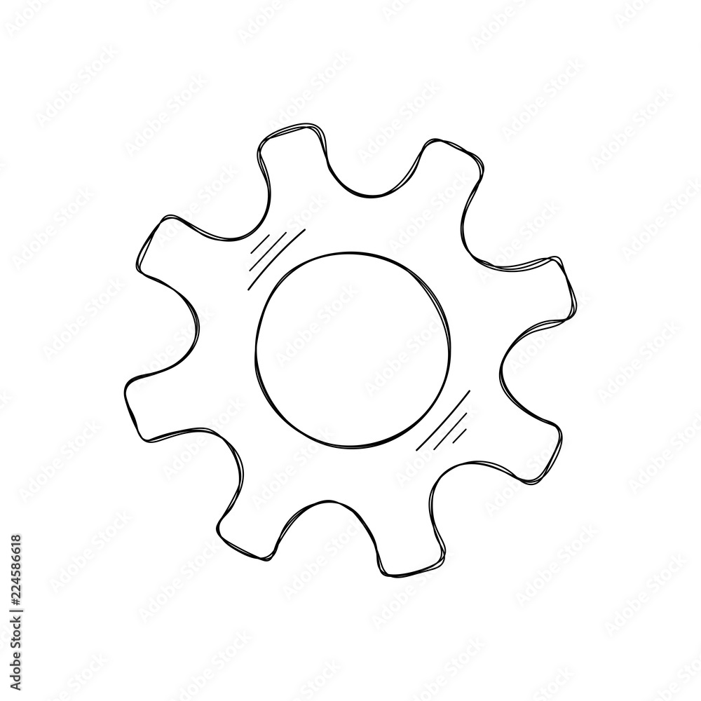 Mechanical gears vector sketch illustration. Development concept mechanism construction with hand drawn cog and gear signify innovation teamwork. Cogwheel graphic for web icons or modern background Mechanical gears vector sketch illustration. Development concept mechanism construction with hand drawn cog and gear signify innovation teamwork. Cogwheel graphic for web icons or modern background