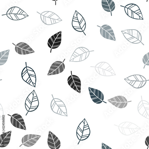 Light BLUE vector seamless doodle pattern with leaves.