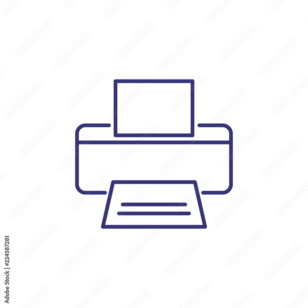 Printer line icon. Print, fax, paper, document. Office concept. Can be used for topics like computer, equipment, paperwork Printer line icon. Print, fax, paper, document. Office concept. Can be used for topics like computer, equipment, paperwork