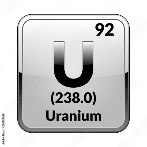 The periodic table element Uranium. Vector illustration