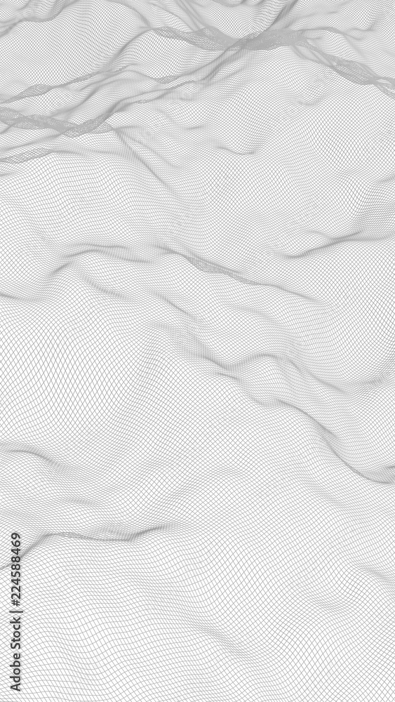 Abstract landscape on a white background. Cyberspace grid. Hi-tech network. 3d technology illustration Abstract landscape on a white background. Cyberspace grid. Hi-tech network. 3d technology illustration
