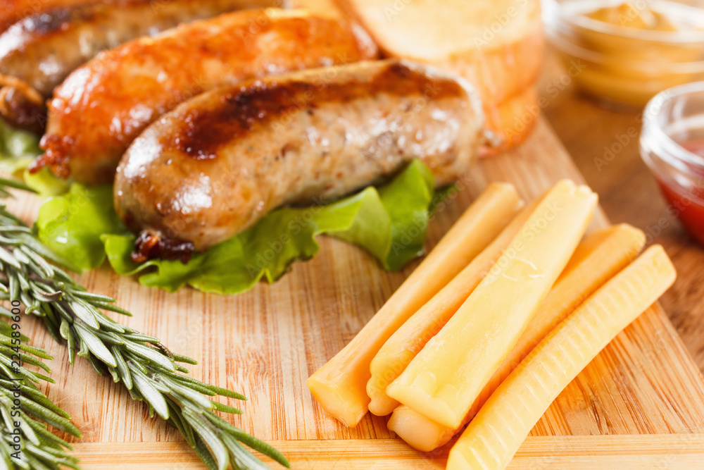 Beer and roast beef or chicken sausage Beer and roast beef or chicken sausage