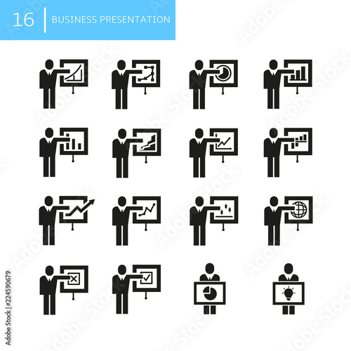 business people presentation icons