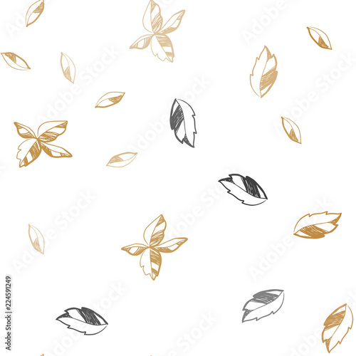 Light Orange vector seamless elegant template with leaves.