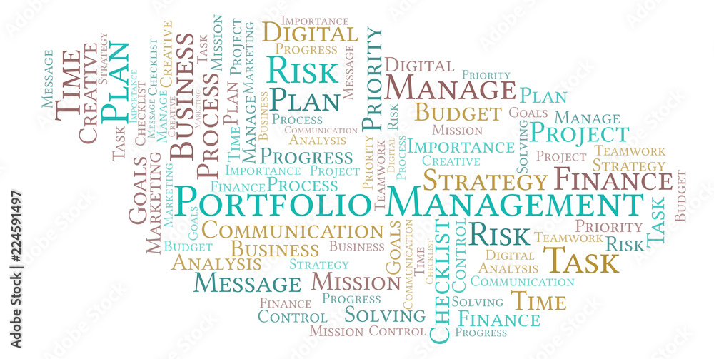 Obraz premium Portfolio Management word cloud, made with text only.