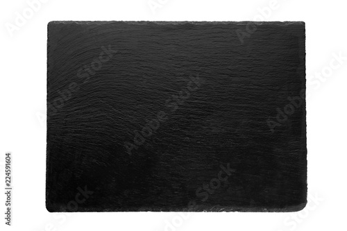 Black textured slate board on white background