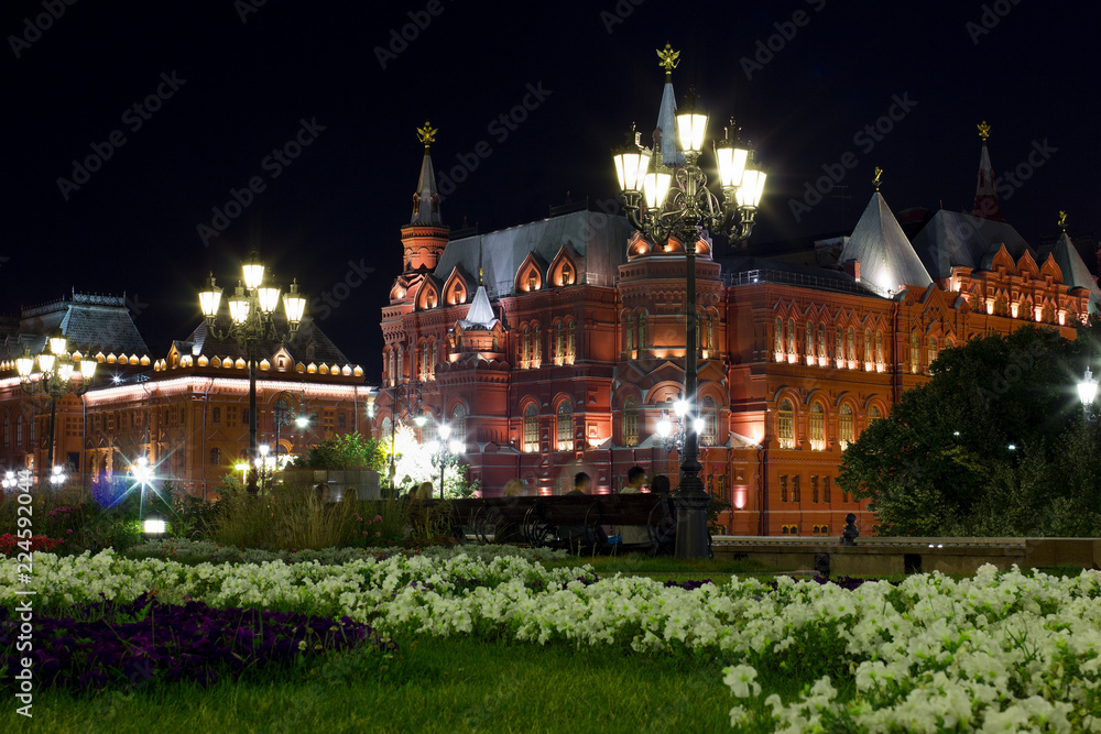 Center of Moscow in night illumination 