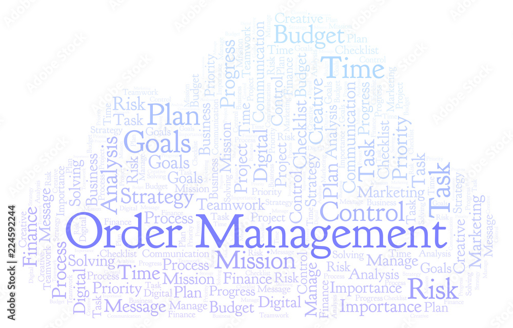 Obraz premium Order Management word cloud, made with text only.