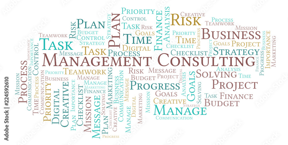 Obraz premium Management Consulting word cloud, made with text only.