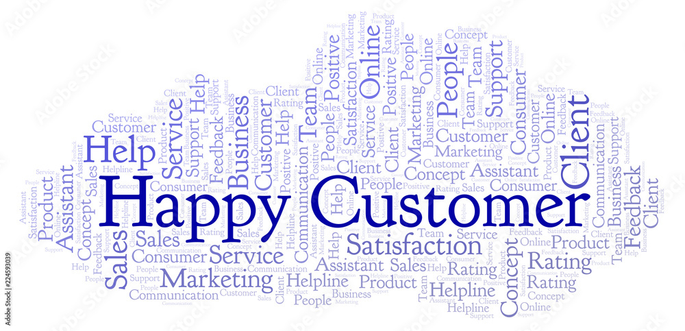 Happy Customer word cloud.