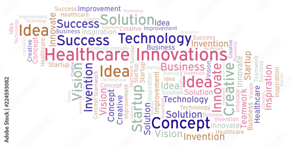 Fototapeta premium Healthcare Innovations word cloud, made with text only.