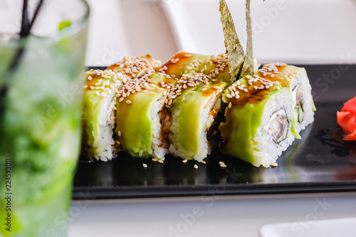Sushi roll with eel and avo...