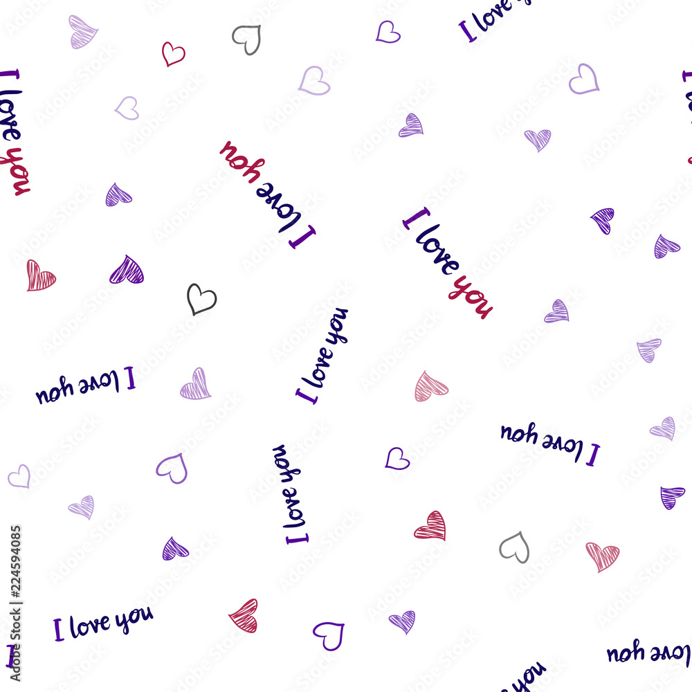 Light Blue, Red vector seamless texture with lovely hearts. Light Blue, Red vector seamless texture with lovely hearts.