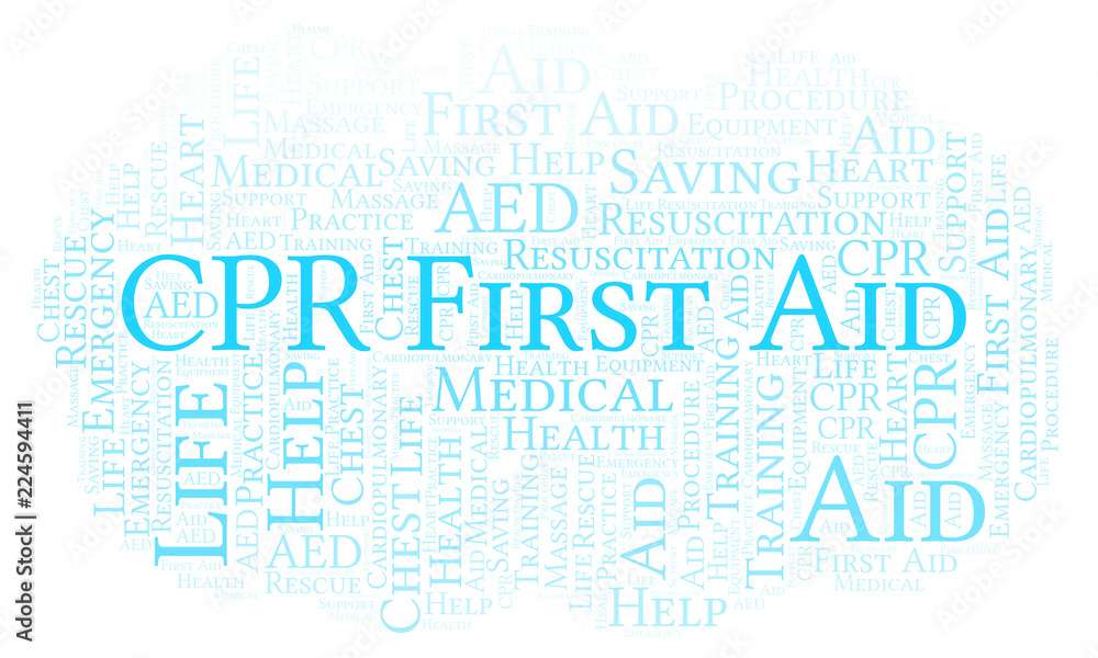 Obraz premium CPR First Aid word cloud, made with text only.