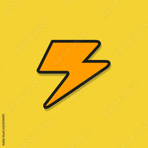 lightening strike, electric bolt icon on yellow background