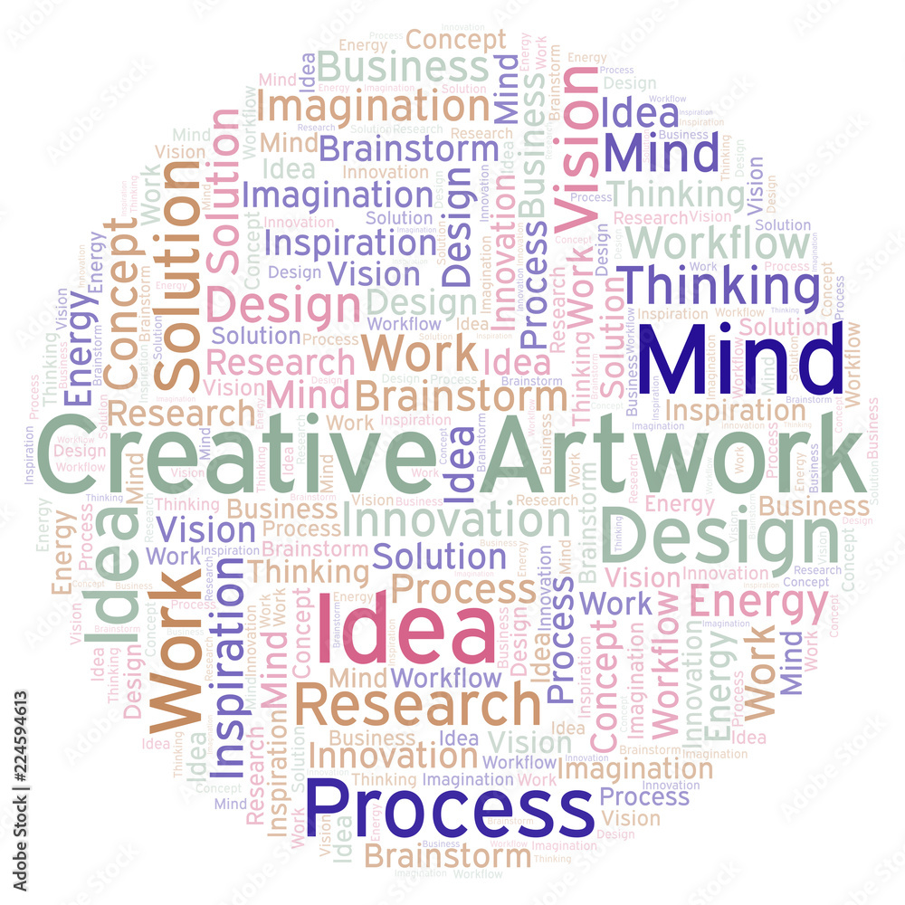 Creative Artwork word cloud, made with text only.