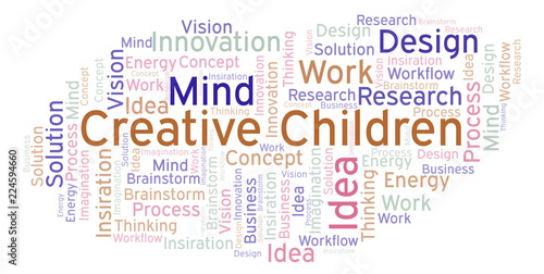 Creative Children word cloud, made with text only.