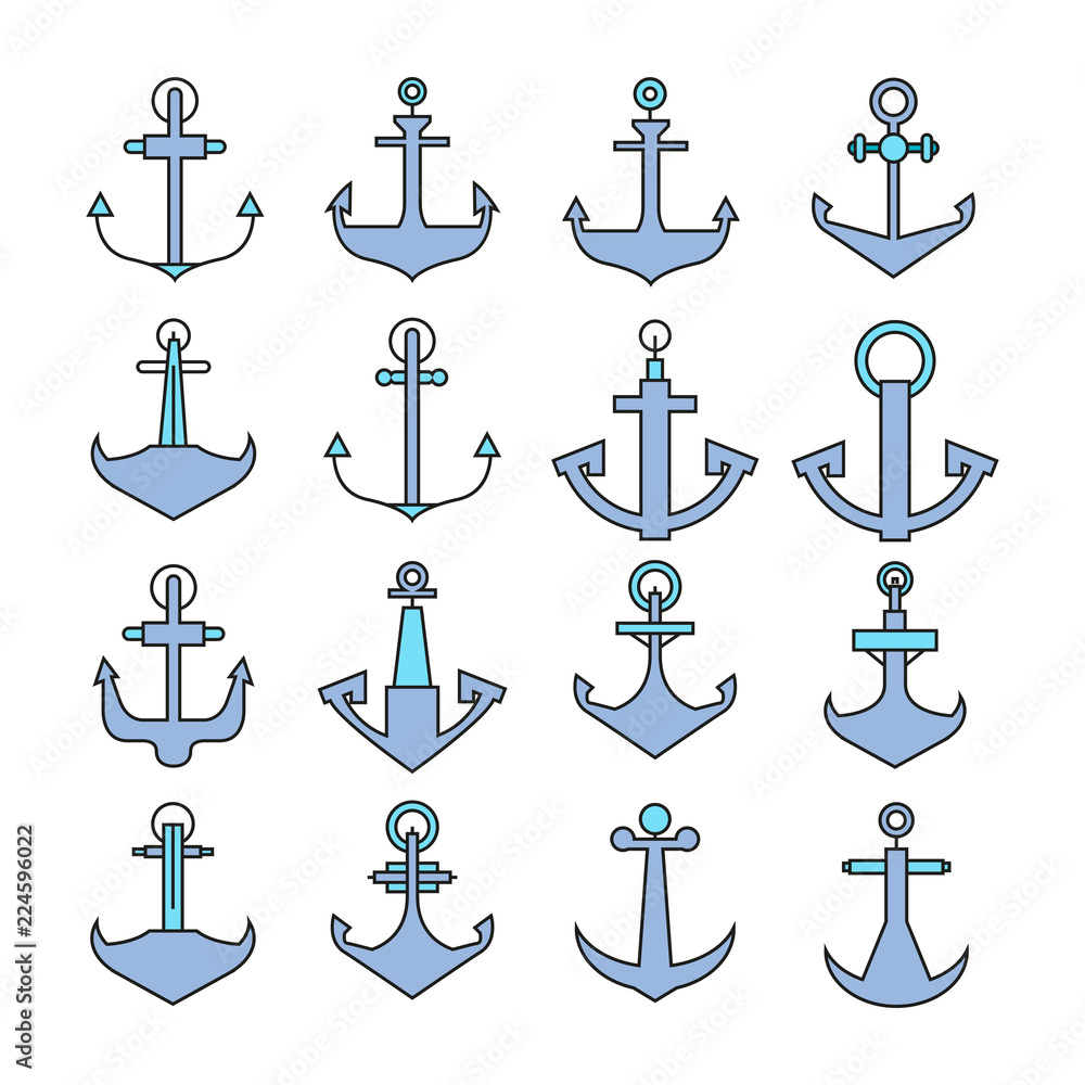 set of anchor icons set of anchor icons