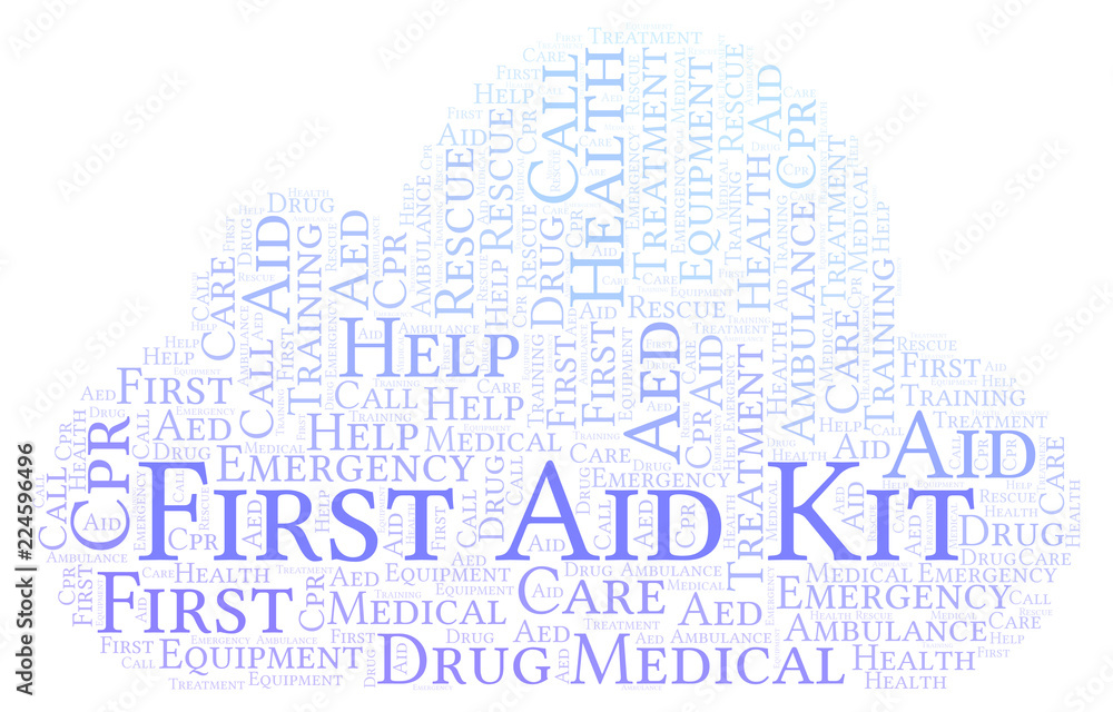 Obraz premium First Aid Kit word cloud, made with text only.