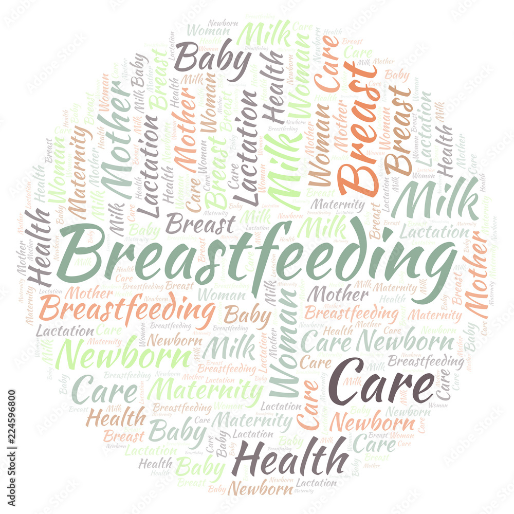 Breastfeeding in a shape of circle word cloud. Breastfeeding in a shape of circle word cloud.