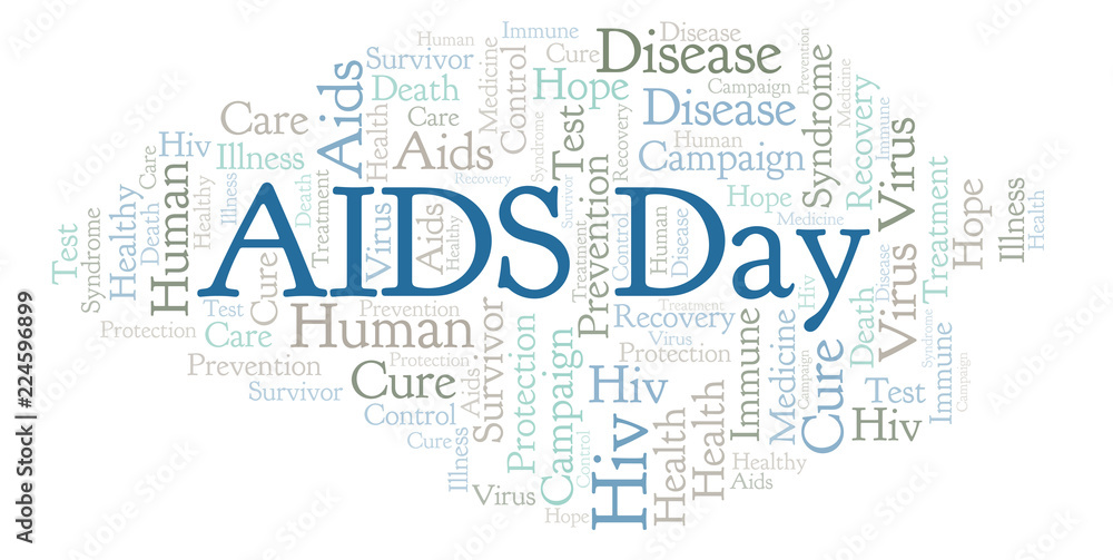 AIDS Day word cloud, made with text only.
