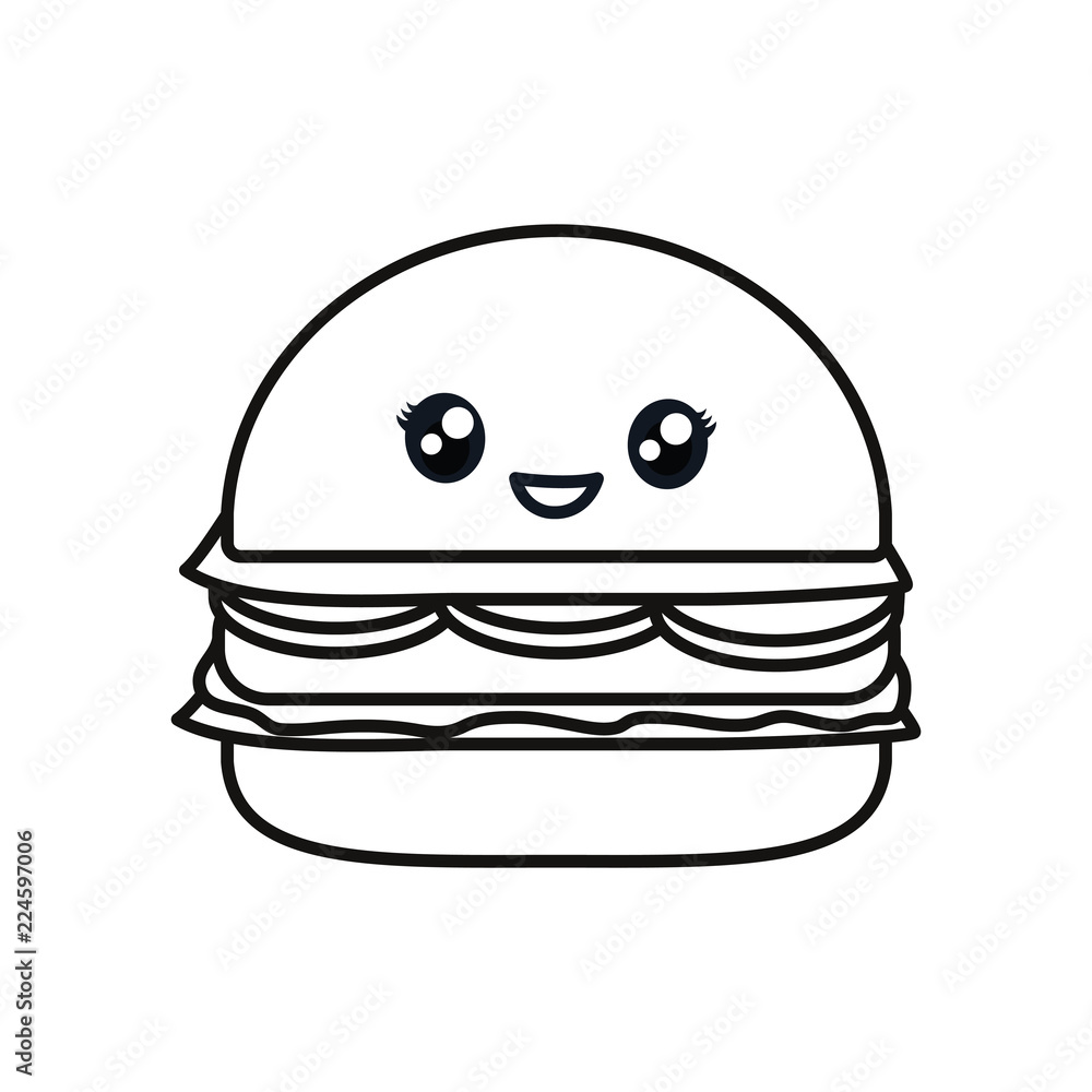 kawaii hamburger icon kawaii hamburger icon