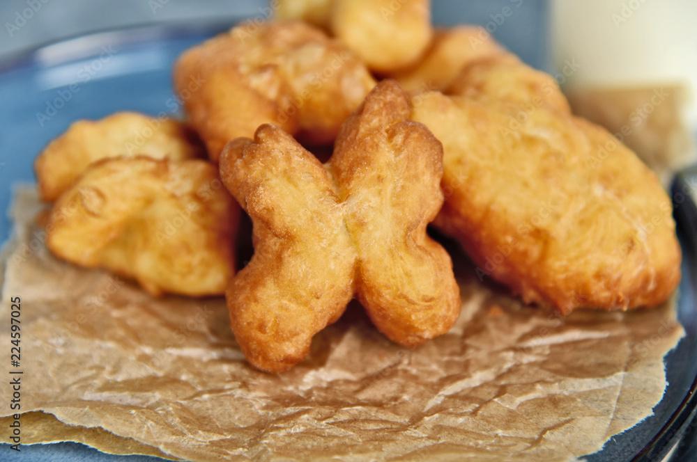 Homemade Youtiao or Chinese fried churros and and fried bread stick with soy milk are breakfast of asian Homemade Youtiao or Chinese fried churros and and fried bread stick with soy milk are breakfast of asian