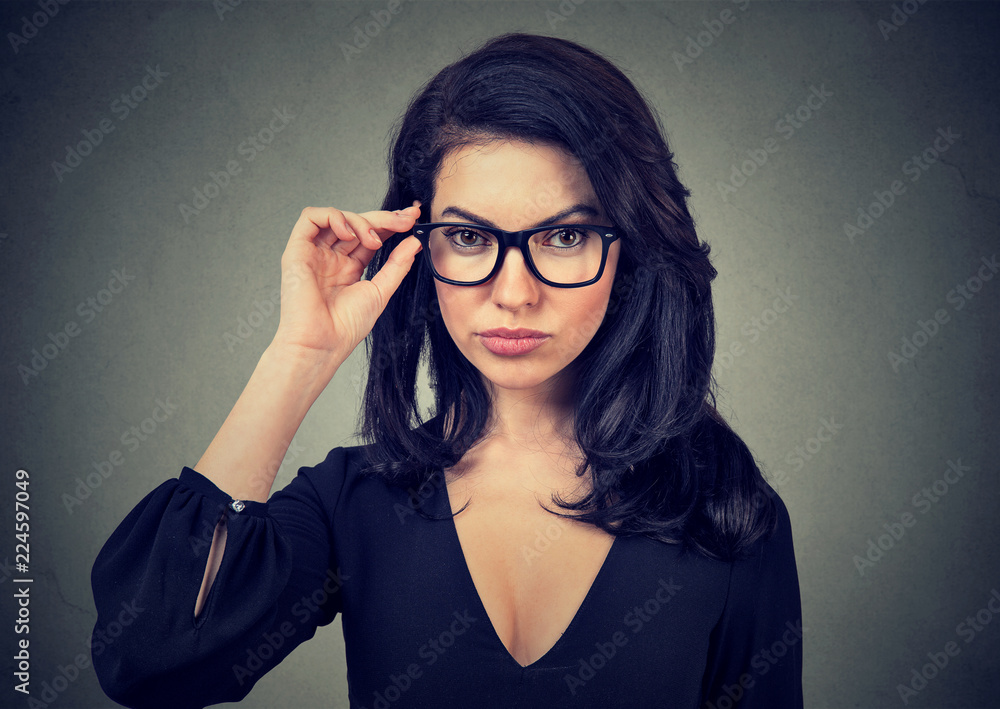 Elegant woman wearing trendy eyeglasses Elegant woman wearing trendy eyeglasses