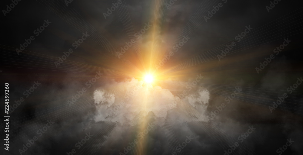 Obraz premium Abstract dark background of a night sky with clouds, a glow of the moon. The background of the storm sky