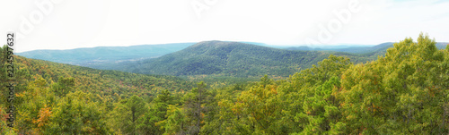 View from Talimena scenic byway between Oklahoma and Arkansas, on a bright but overcast fall day