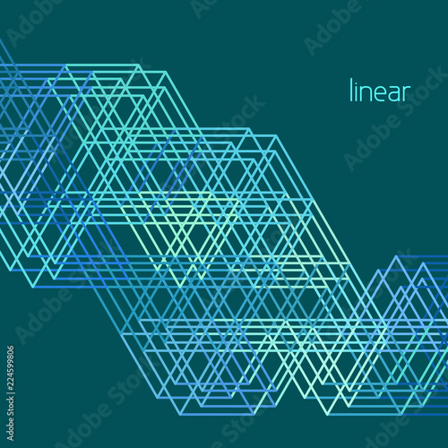 Abstract geometrical pattern with grid by triangles. Linear vector template