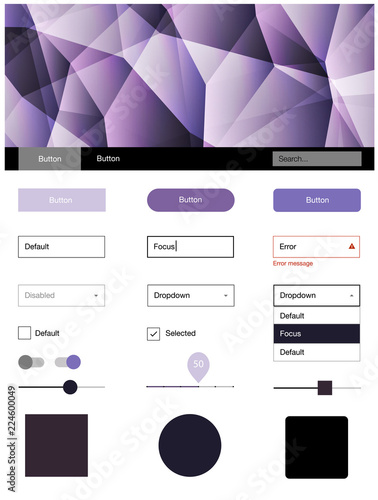 Light Purple vector design ui kit with mosaic.