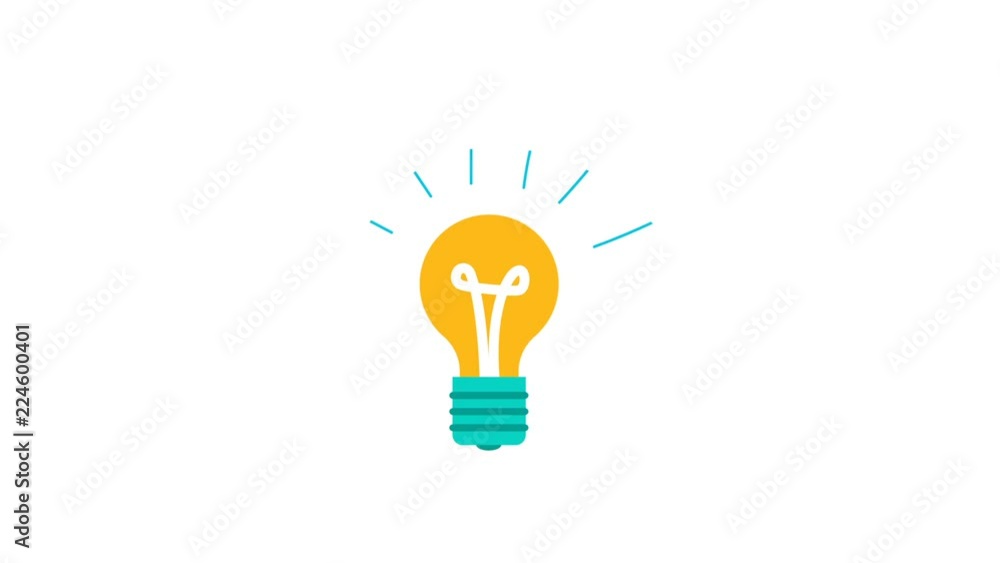 New idea light bulb concept in 2d animation New idea light bulb concept in 2d animation