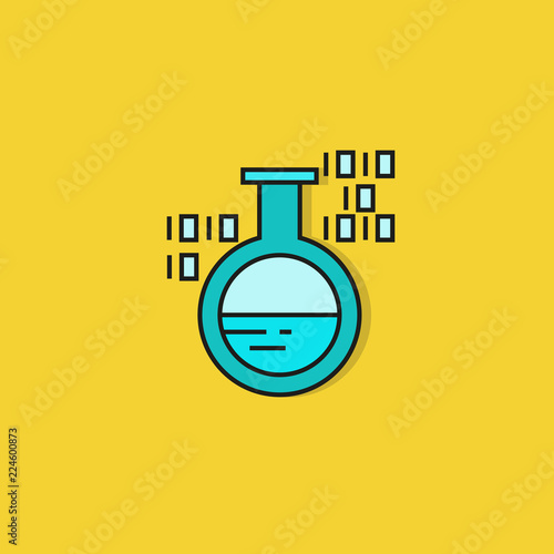 lab tube and binary number for digital lab icon on yellow background