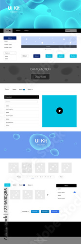 Wallpaper Mural Light BLUE vector ui ux kit with lines, ovals. Torontodigital.ca