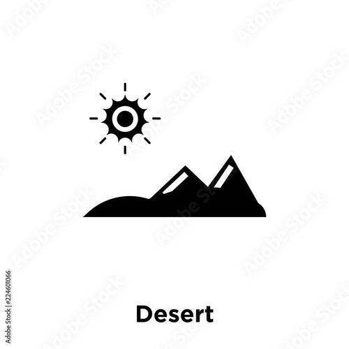 desert icon vector isolated on white background, logo concept of desert sign on transparent background, black filled symbol icon