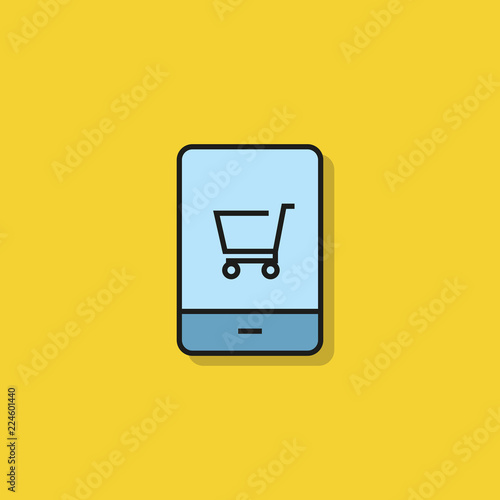 mobile shopping icon on yellow background