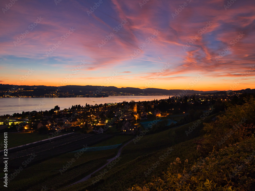 Sonnenuntergang am Zürisee (Zürichsee)