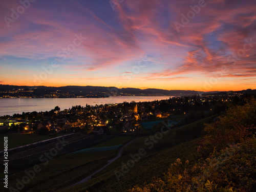 Obraz na płótnie Sonnenuntergang am Zürisee (Zürichsee) w salonie