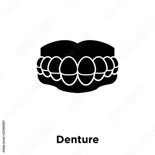denture icon vector isolated on white background, logo concept of denture sign on transparent background, black filled symbol icon