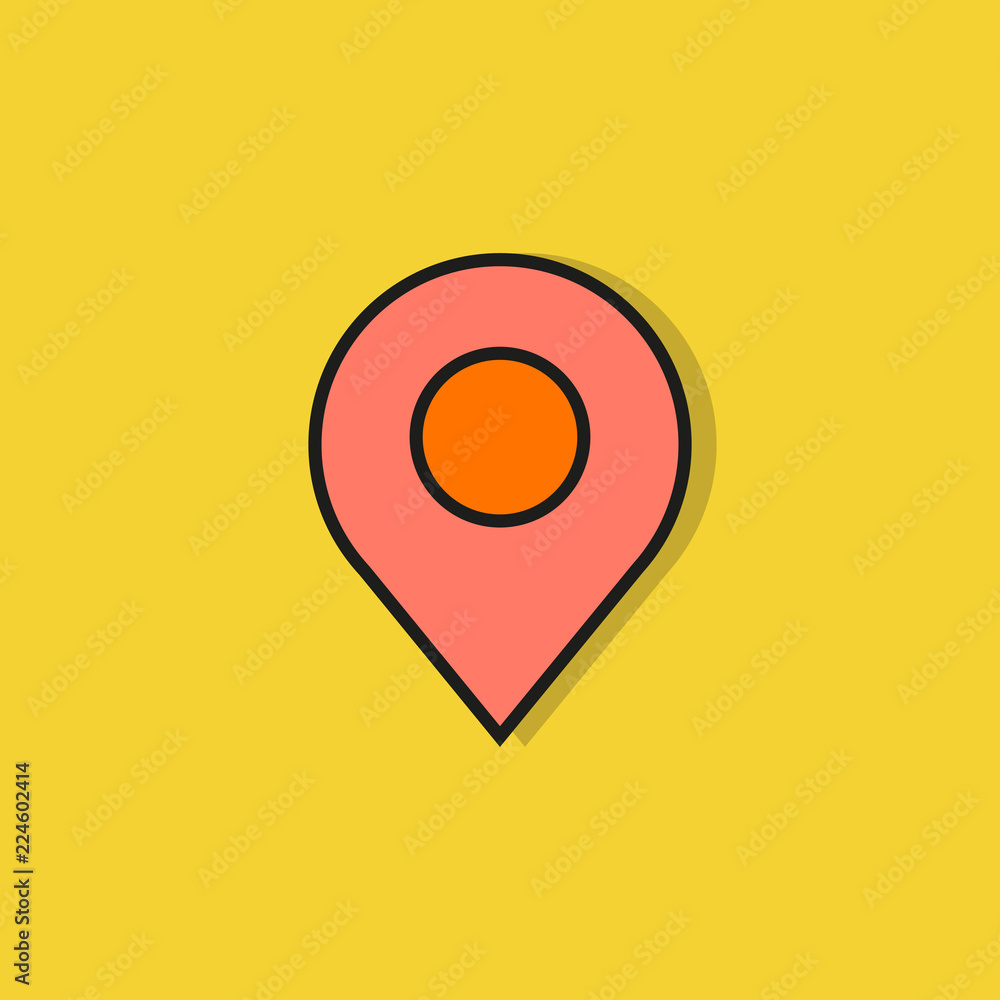 Fototapeta premium map pin icon on yellow background